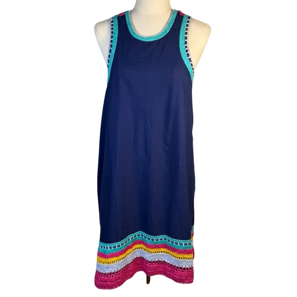 Anthropologie Crochet Trim Swing A Line Dress, by Akemi + Kin - Blue Size S